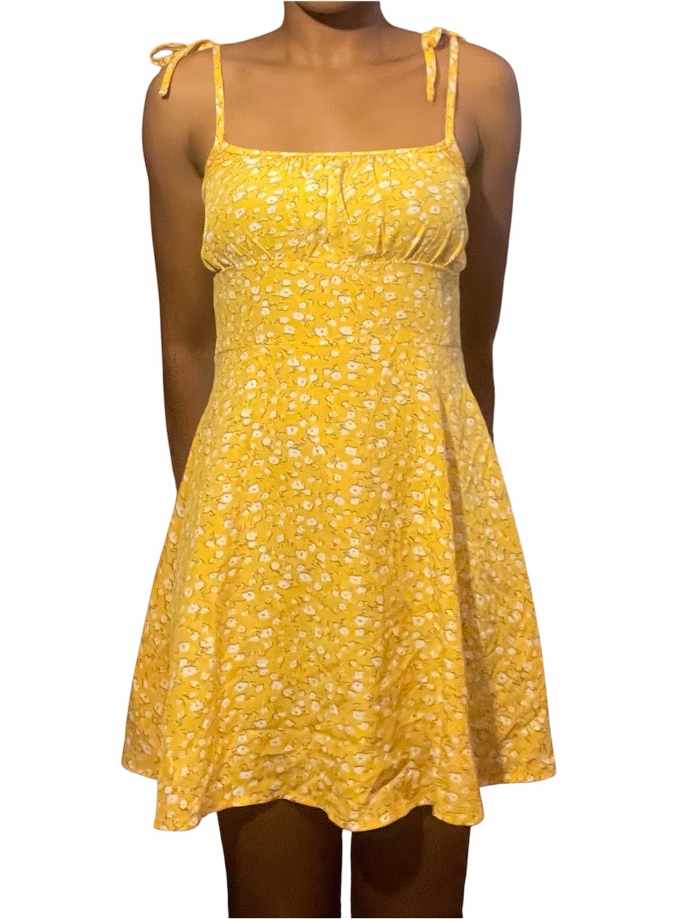 NWT Shein Yellow Floral Mini Dress – Spaghetti Strap Sundress – Women’s Small